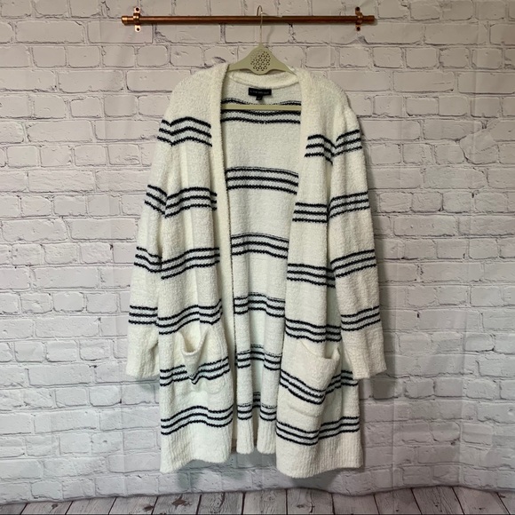 black and white striped duster cardigan